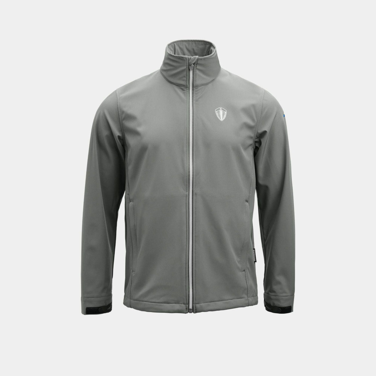 Gray jacket with a Koenigsegg crest logo on a white background