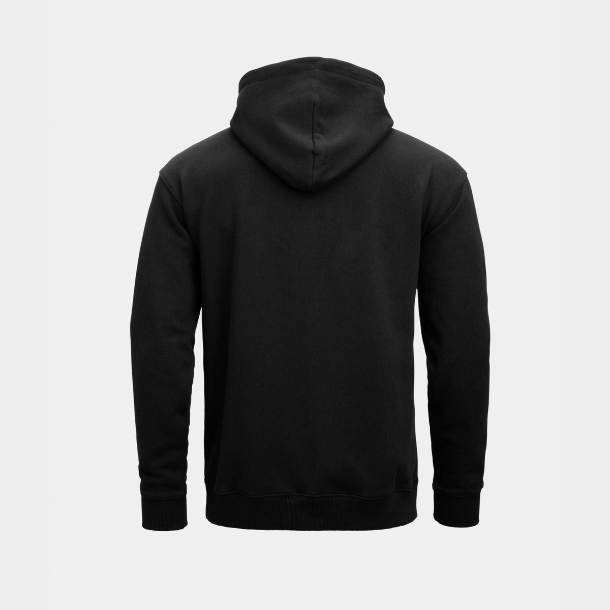 A black Koenigsegg hoodie shown from the back, displayed on a clean, light gray studio background.