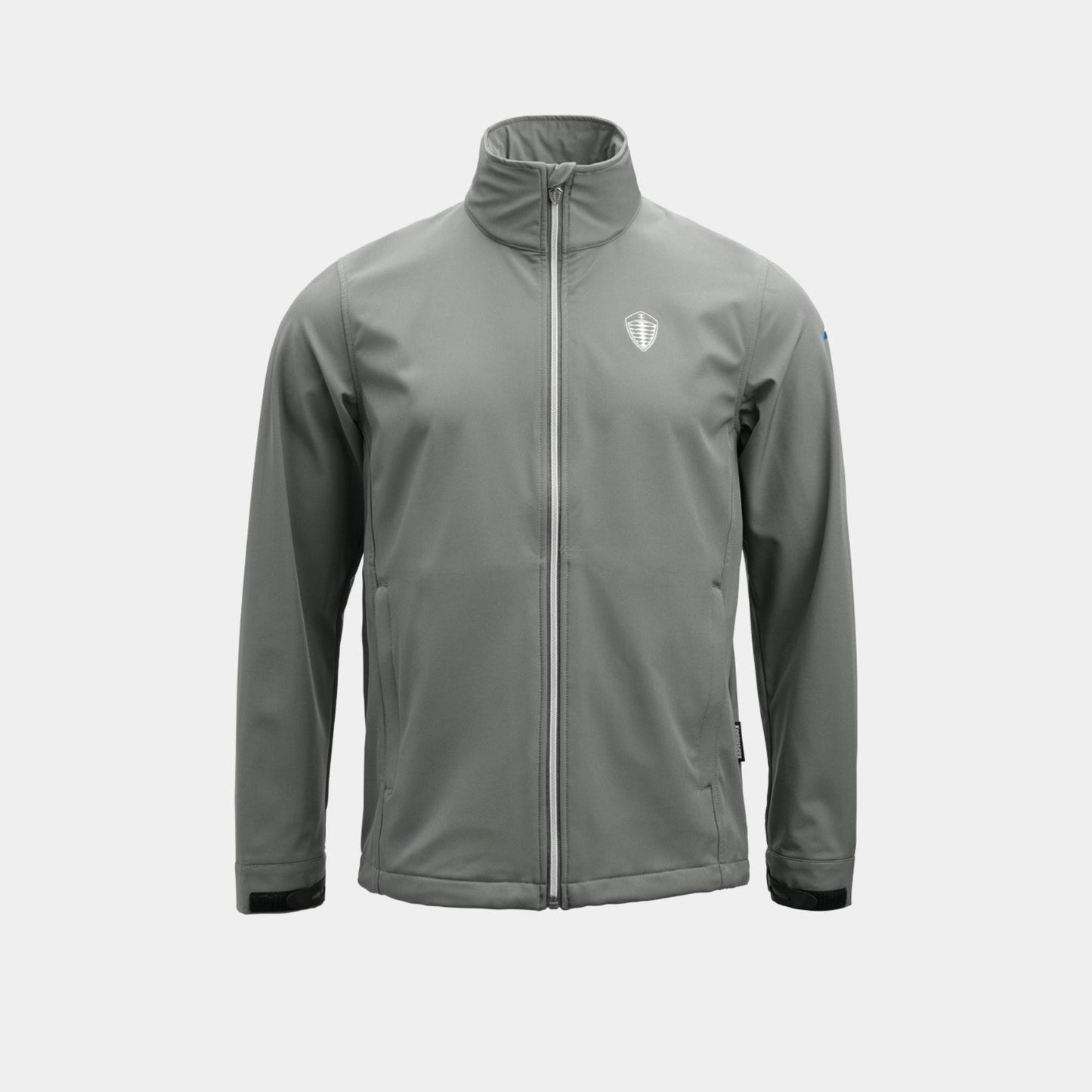 Gray jacket with a Koenigsegg crest logo on a white background