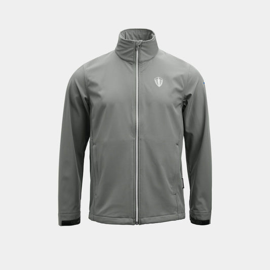 Gray jacket with a Koenigsegg crest logo on a white background